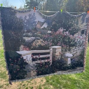 Tapestry Blanket with Cottage Garden Design